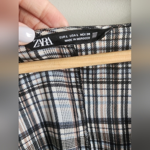 Zara Satin Effect long sleeve dress womens size Large academia plaid classic - Picture 13 of 16